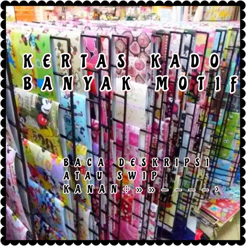 

JRA KERTAS KADO PEMBUNGKUS KADO HADIAH MOTIF UNIVERSAL MOTIF CEWEK COWOK ANAK LENGKAP