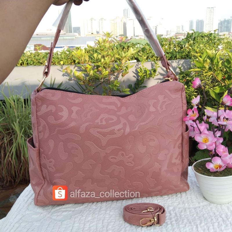 Tas Wanita Tote Ibu-ibu Tas Bahan Motif Tas ALFAZA ukuran 32x27cm