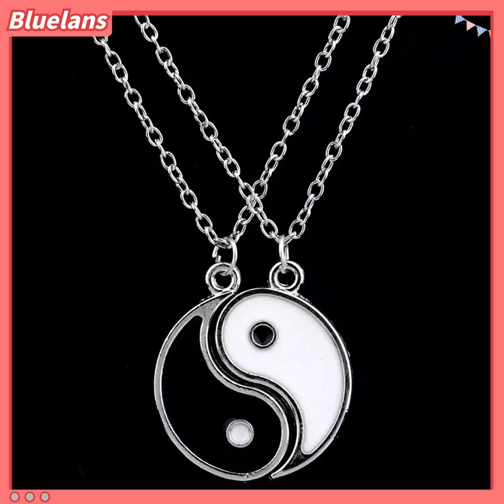 1 Pasang Kalung Liontin Tai Chi Bahan Alloy Tahan Karat Untuk Unisex