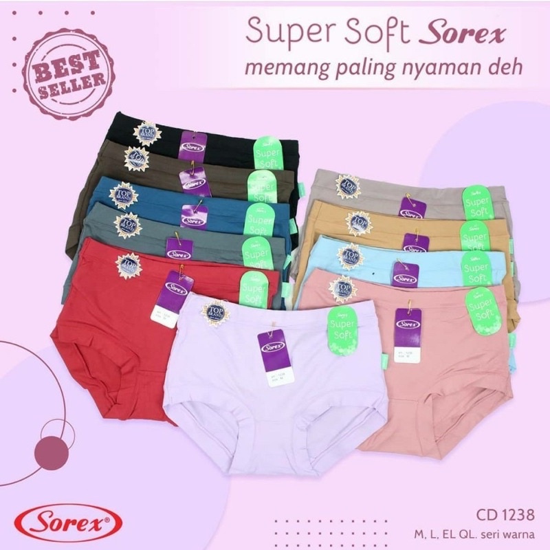 (6pcs) CD perempuan celana dalam wanita Sorex 1238 super soft termurah