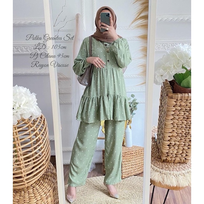 (RPA) ONE SET POLKINA WAKA DAILY BLOUSE SET RAYON UNIQLO