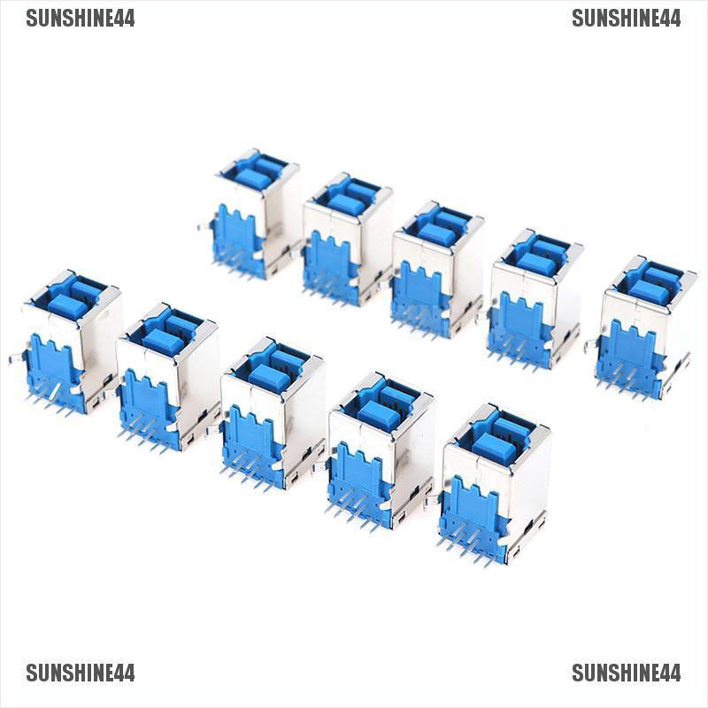 (SUNSHINE44) 10pcs Konektor Plug jack USB 3.0 Tipe B Female Sudut Kanan AF