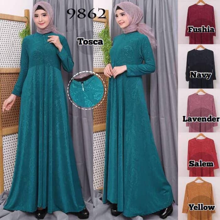 MUSLIMAH"BAJU GAMIS WANITA JUMBO JERSEY POLOS / ATASAN MUSLIM WANITA UNIK - Kuning"