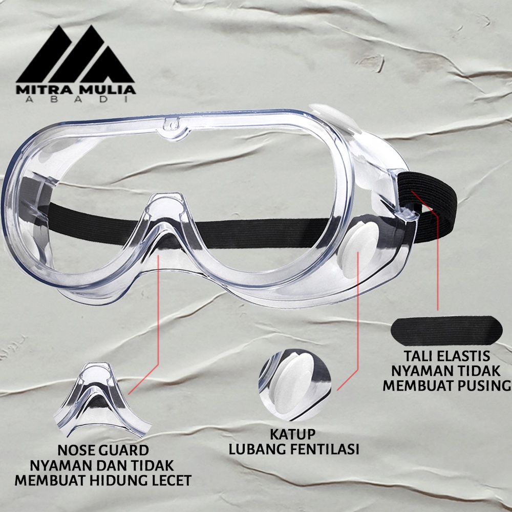 Kacamata Karet Pelindung Anti Virus l Safety Goggles Eye Shield APD