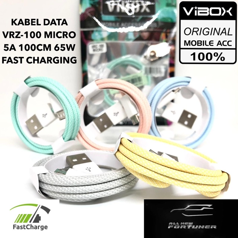 KABEL DATA MACARON VIBOX VRZ-100 5A 100CM 65W  FAST CHARGING MICRO Promo Sen