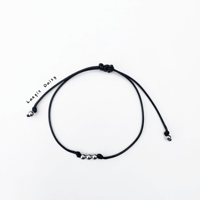 Gelang Tali Simple Tipis | Waterproof Anti air | Adjustable | Gelang Beads Super simpel  Tipis Minimalist Couple Pasangan Sahabat | Cowok Cewek | Hitam Tipis | Minimalis Vintage Etnik Modern | Murah Unik