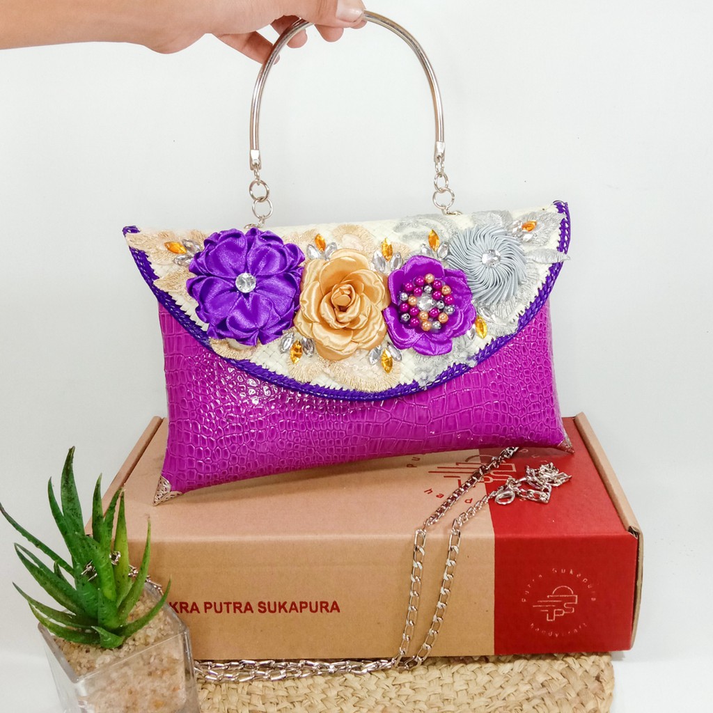 Putra Sukapura Handycrafy Clutch Pesta Tas Pesta Brokat Crocodile