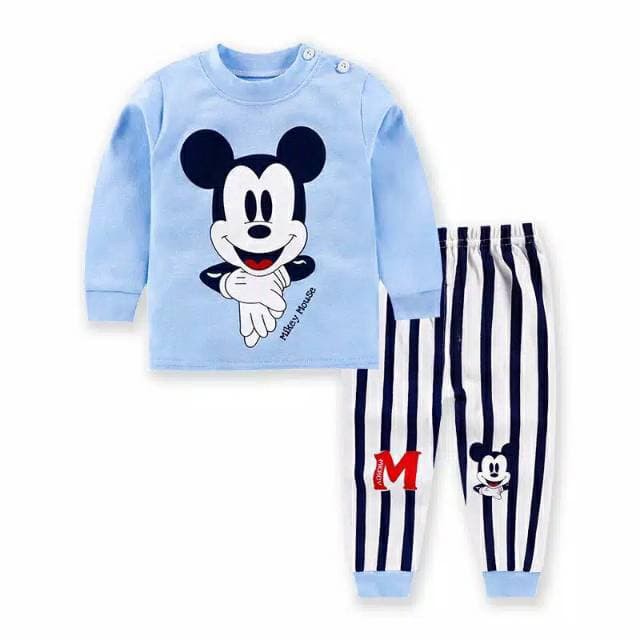 baju bayi Setelan sweater mickey mouse strip