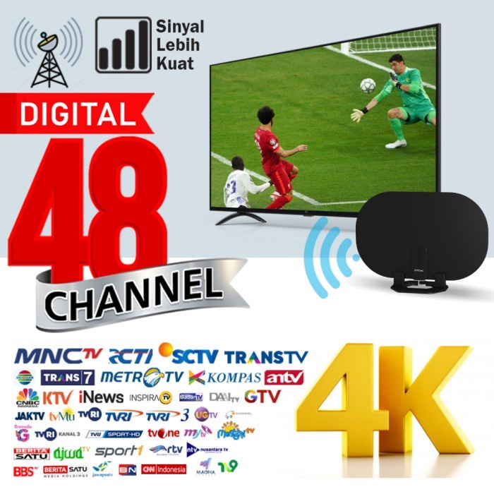 Antena TV Digital Analog Indoor Dinding DVB T2 + Booster PX UDA-3200A