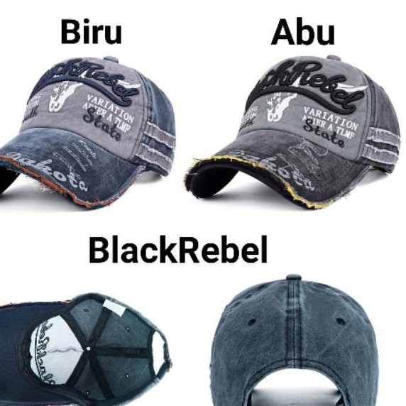 Topi Baseball BLACK REBEL Hat Cap Casual Sport Indian Dacota Distro Pria Wanita Dewasa