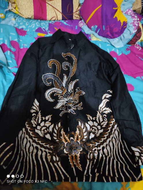 Kemeja Batik Pria Lengan Panjang Size M L Xl Xxl  Bswart Batik Hrb026 Kenongo Hem Panjang Padi