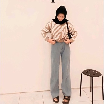 Arabele zebra crop / blouse rajut atasan wanita