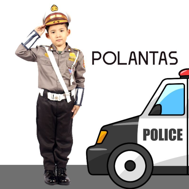 BAJU SERAGAM POLISI ANAK LAKI DAN PEREMPUAN/KOSTUM KARNAVAL/PAKET KOMPLIT