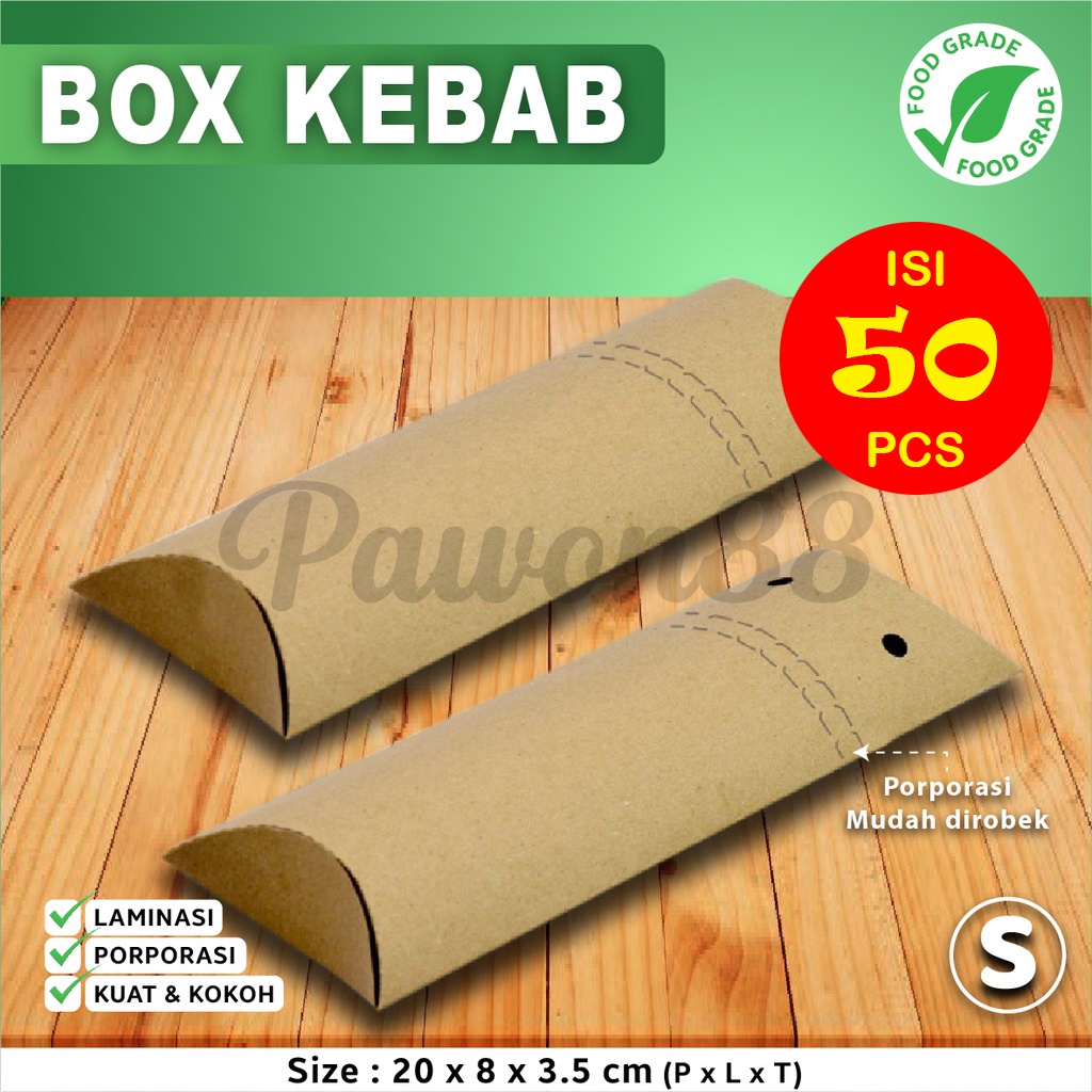 Box Kebab - Dus Kebab - Kotak Kebab  KRAFT COKLAT - S (50 pcs)