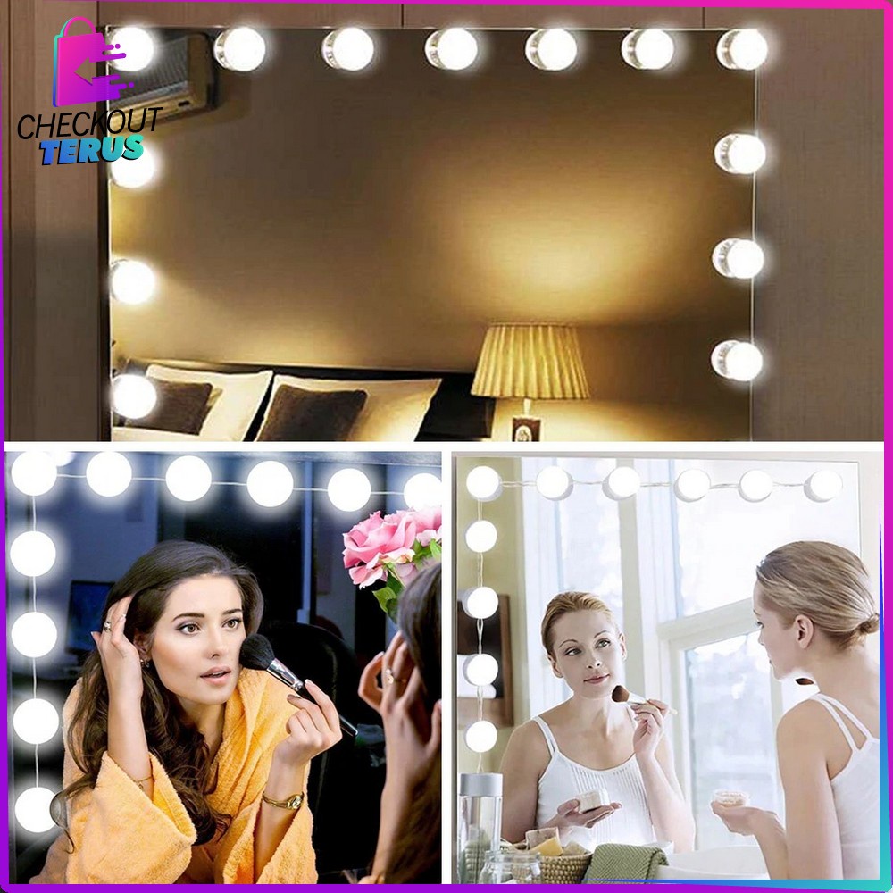 CT K2 Lampu Led Meja Rias Make Up ( 10 Bohlam ) Meja Dandan Wanita Lampu Kaca Rias Vanity Mirror Light