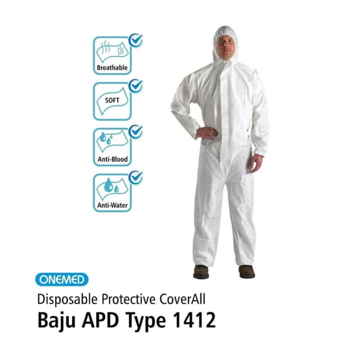 Baju APD Type 1412 (Disposable Protective Coverall Putih) OJ2