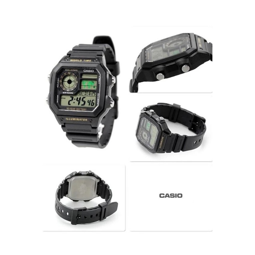 Casio General AE-1200WH-1A / AE1200WH-1A Jam Tangan Pria - Digital - Karet - Hitam