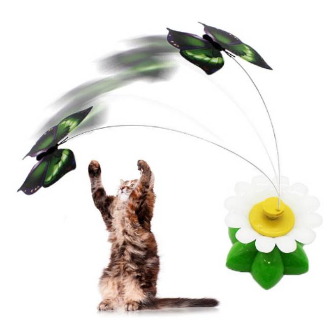 Pet Cat Kitten Play Toy Electric Rotating Butterfly Steel Wire Cat Teaser Toys