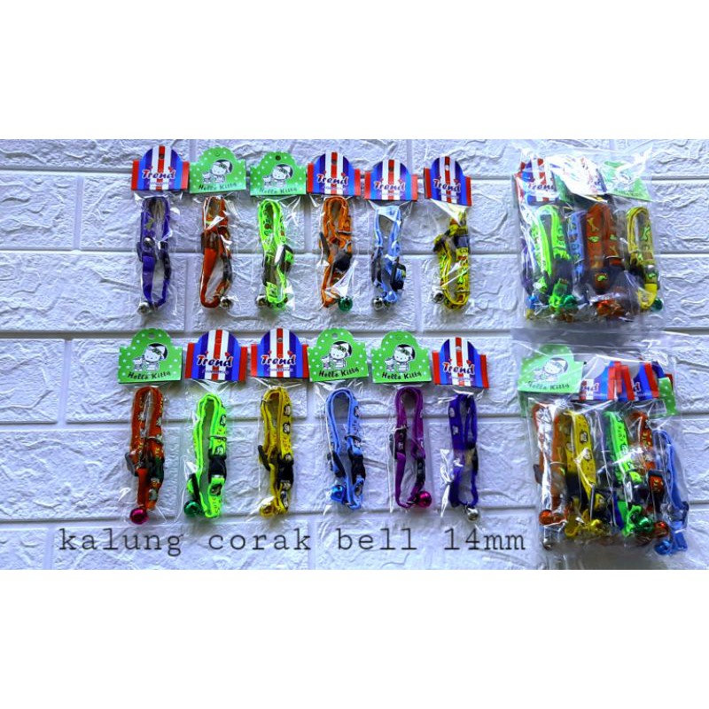 kalung CORAK lonceng 14MM 12pcs kucing anjing kelinci