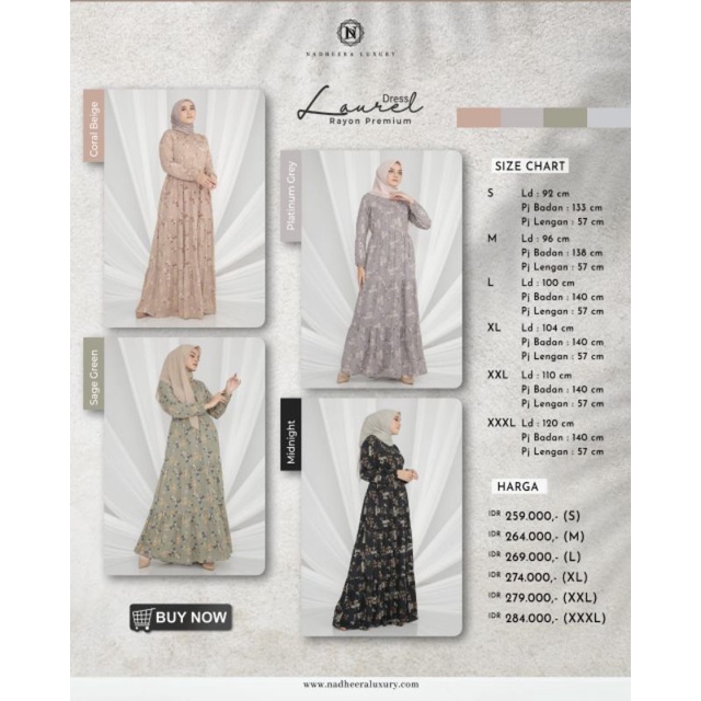 Laurel Dress / NADHEERA LUXURY / SIAP KIRIM ✅ GAMIS MURAH ✅