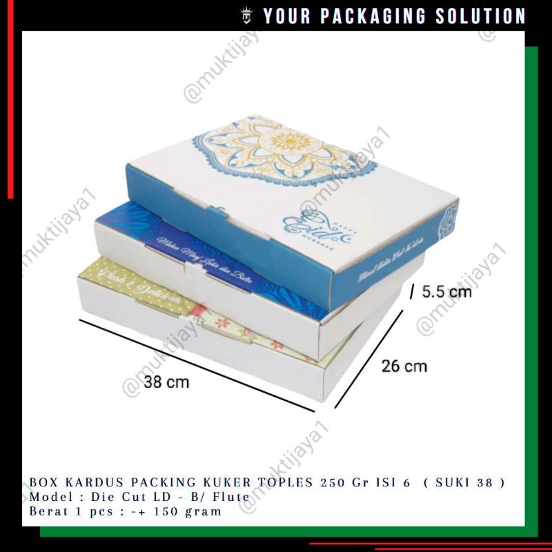 

BOX SUKI 38 • 38×26×5.5cm LD (KUKER TOPLES 250gr ISI 6) • KOTAK || KARDUS || BOX KUE KERING LEBARAN || IDUL FITRI || Packing || Parcel Kie Kering Lebaran