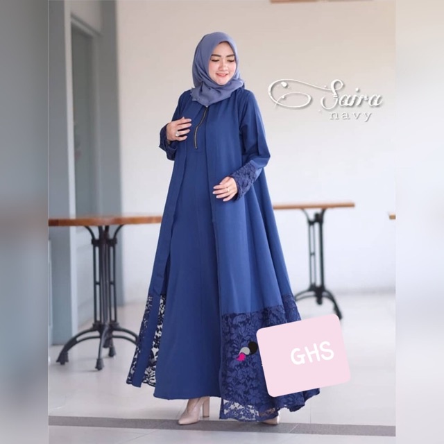 GAMIS SAIRA SABYAN BROKAT KEBAYA DRESS MOSCREPE PREMIUM