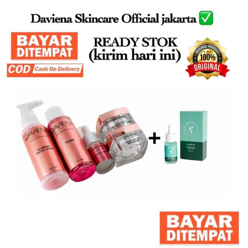 [READY STOK| Paket Glow + Serum hA ah aha Daviena Skincare| Gold Series | Acne Series | Glow Series 