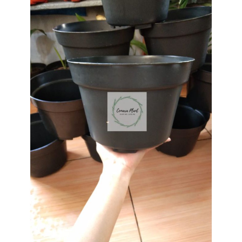 Pot Hitam Polos Plastik 25 Pot Bunga Pot Tanaman Hitam