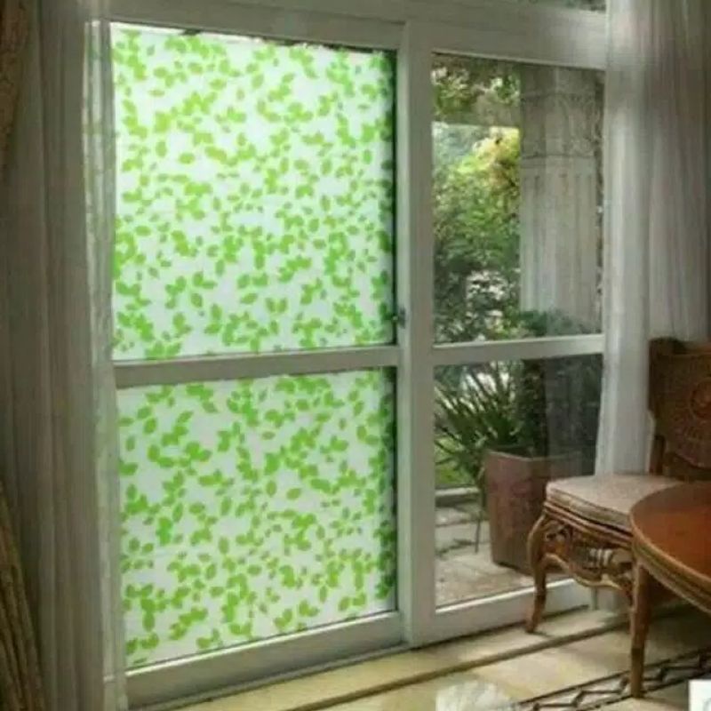 Stiker kaca murah motif daun hijau