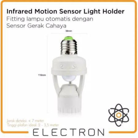 Fitting Lampu Otomatis Sensor Gerak Cahaya PIR Infrared Motion Sensor