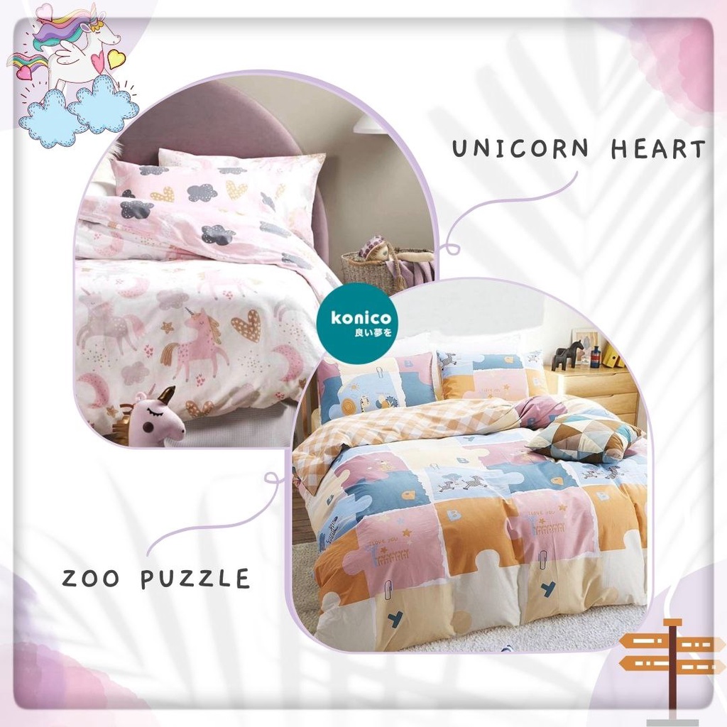 KONICO Bahan Kain Sprei katun Motif tabur Anak UNICORN RAIN | ELBHE STAR CATRA GROW (METERAN)