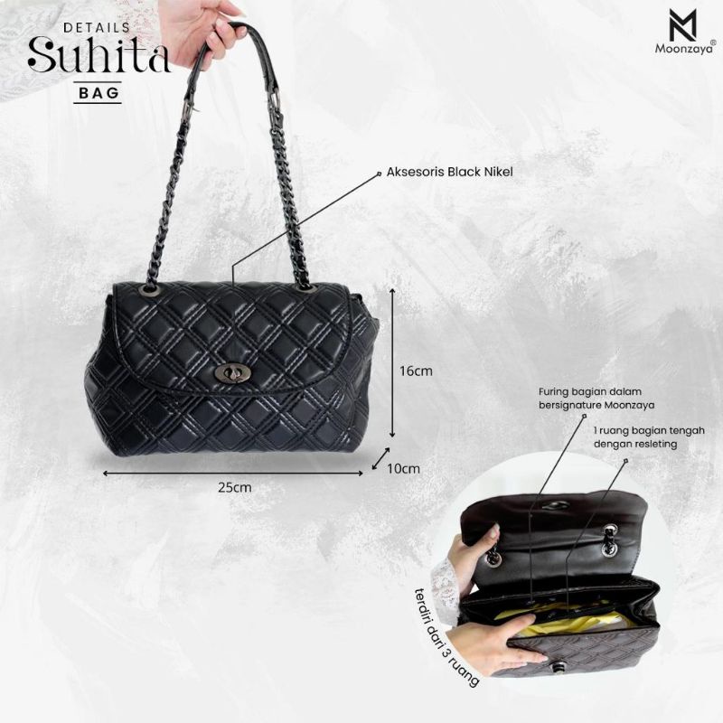 Tas Wanita Bahu dan SLempang SUHITA BAG original Moonzaya Bahan Sintetic Leather