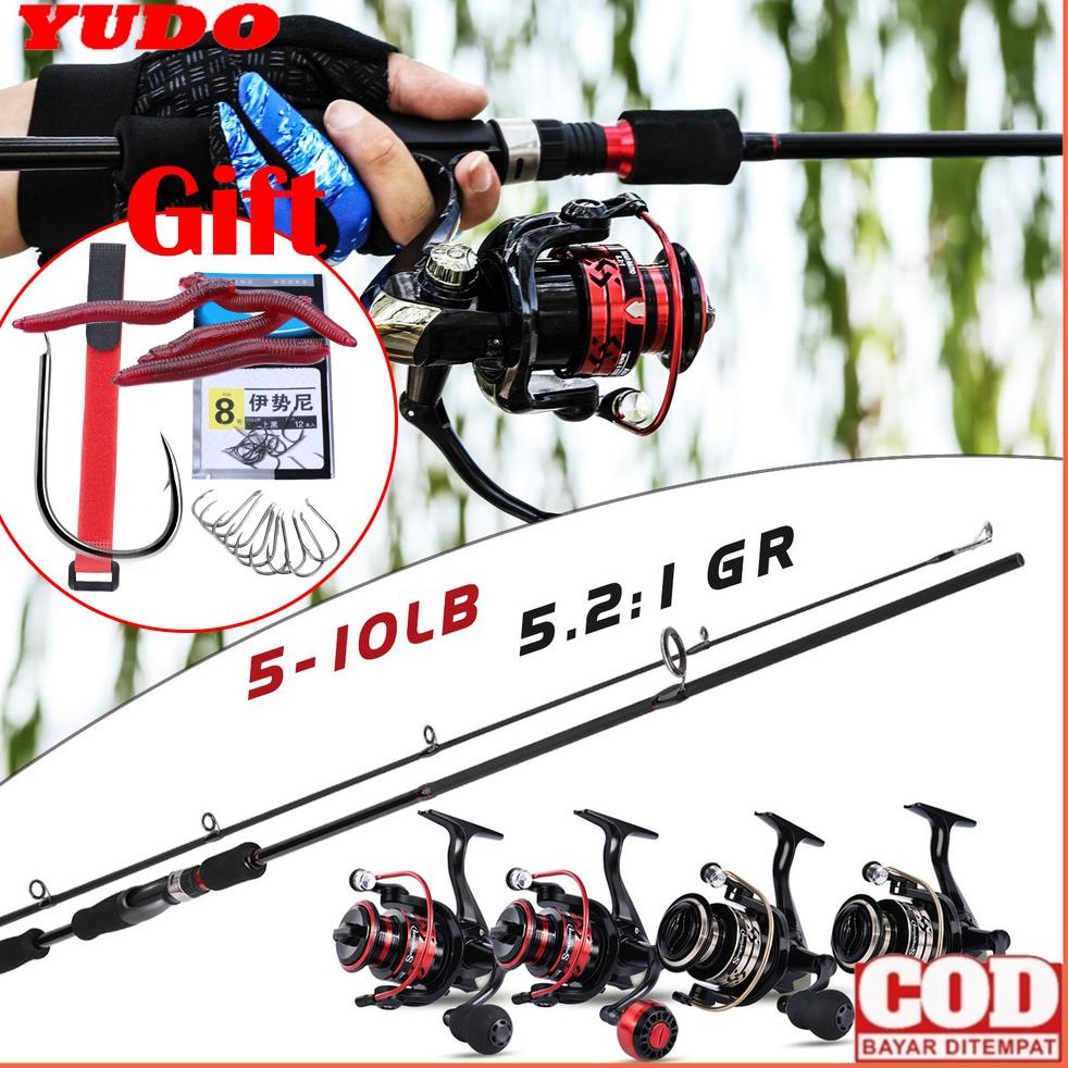 YUDO Pancing Set 1.8m 2.1m M and ML Joran Pancing And Rasio Gear 5.2: 1 Reel Pancing –BDT.15Jl22т