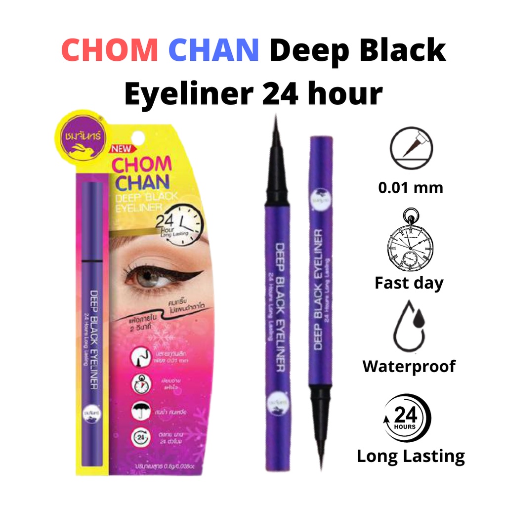 TERMURAH CHOM CHAN Deep Black Eyeliner 24 Hour Long Lasting | Eyeliner Anti Air Smudgeproof