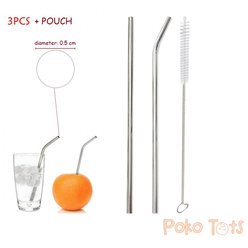 PMM Sedotan Stainless Straw Reusable Set Ramah Lingkungan with Pouch