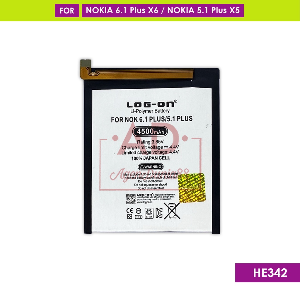 BATERAI NOKIA 6.1 PLUS X6 - NOKIA 5.1 PLUS X5 - HE342 - LOG ON DOUBLE POWER BATTERY