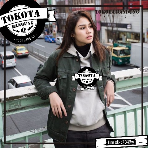 Jaket Jeans Levis Wanita Cewek Oversize Hijau Army Premium Quality dilan milea jeans