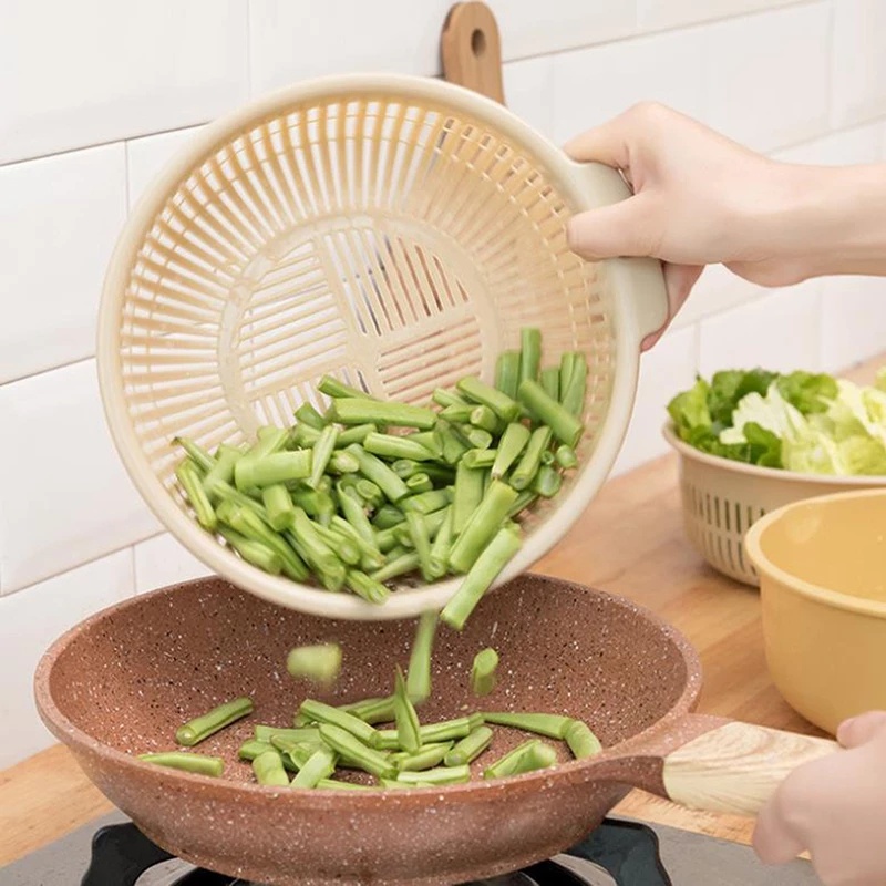 1PCS Household Detachable Round Double-layer Plastic Drain Basket For Washing Vegetables and Noodle Filter Kitchen Essentials