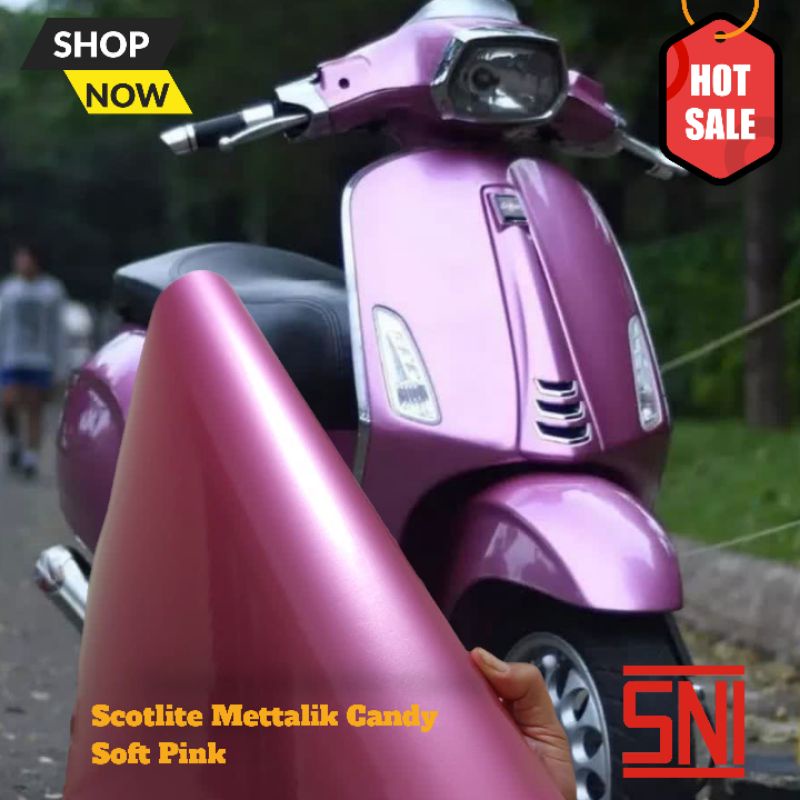 Sticker Scotlite Pink Cherry Mettalik Candy Scotlite Soft Pink Candy skotlet motor Warna Pink Muda L