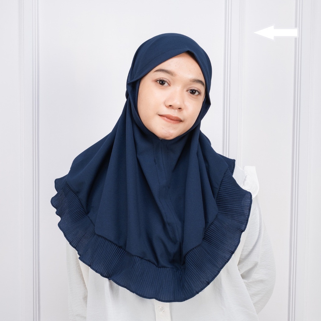 Bergo plisket tali non pet / idola hijab bergo maryam plisket kombinasi