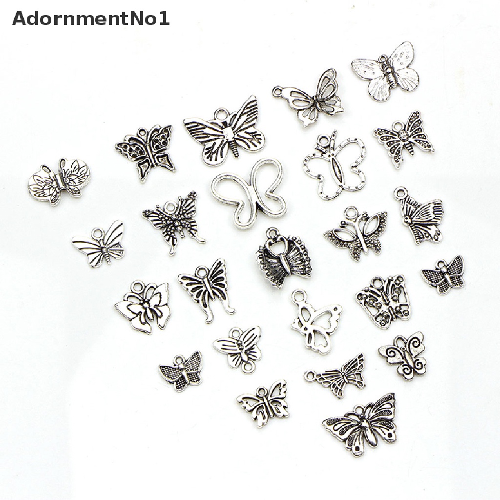 (AdornmentNo1) 60pcs / Set Liontin Kupu-Kupu Silver Tibet Vintage Untuk DIY Craft / Perhiasan