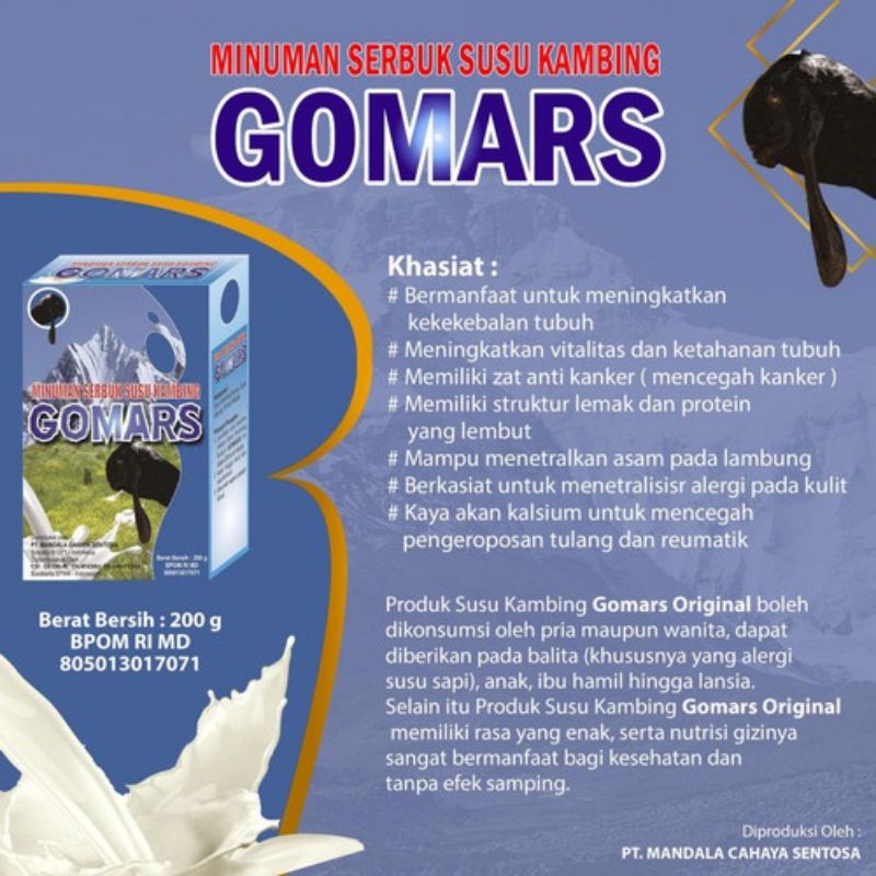 

Susu Kambing Etawa Gomars 200 gram Original