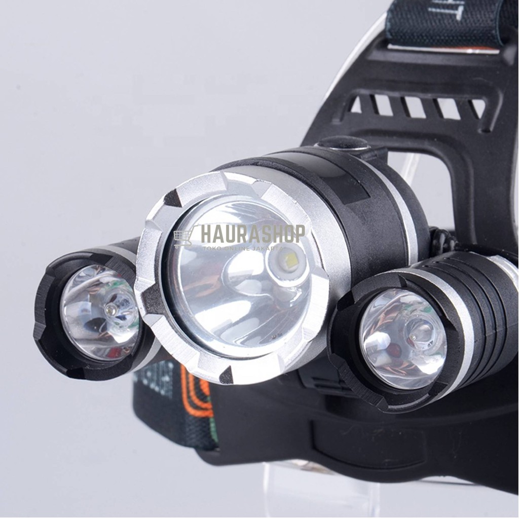 PAKET Senter Kepala / LED Headlamp Cree XM-L T6 5000 Lumens System Cas