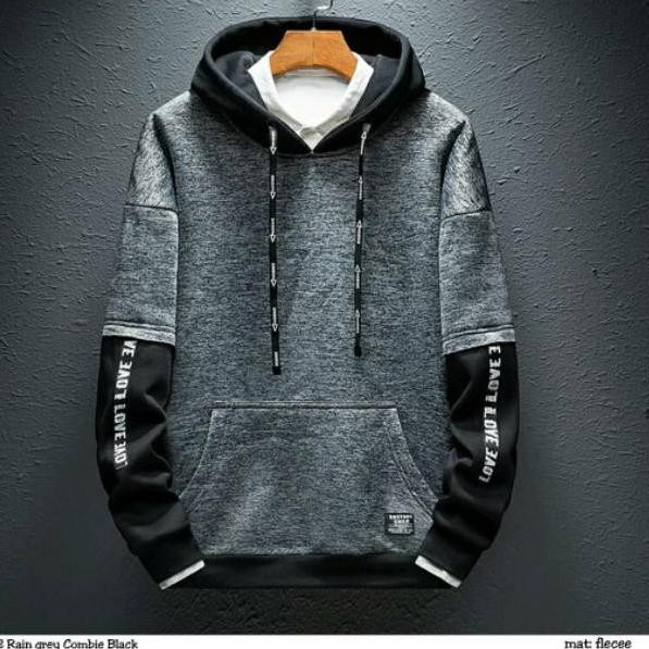 Terlaris YQ6 sweater pria kekinian bahan flece tebal | sweater hoodie murah bahan lembut LOVE2 RAIN