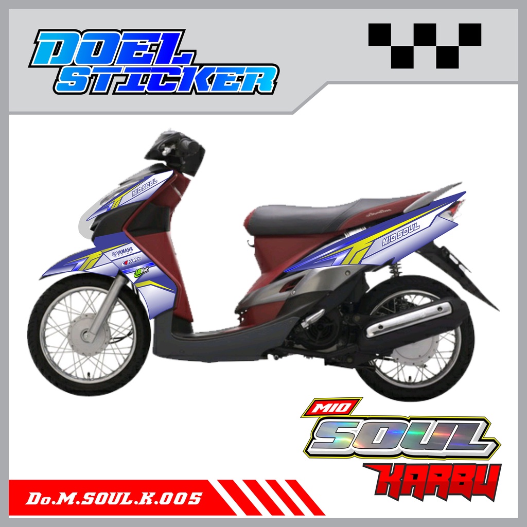 STICKER STRIPING MIO SOUL KARBU - STICKER STRIPING LIST VARIASI HOLOGRAM , CROME YAMAHA MIO SOUL KARBU DOEL 005