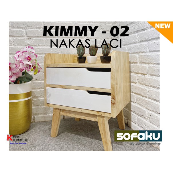 KIMMY-02 Nakas Laci Kayu - Meja Kamar Tidur Sudut / Bedside Table