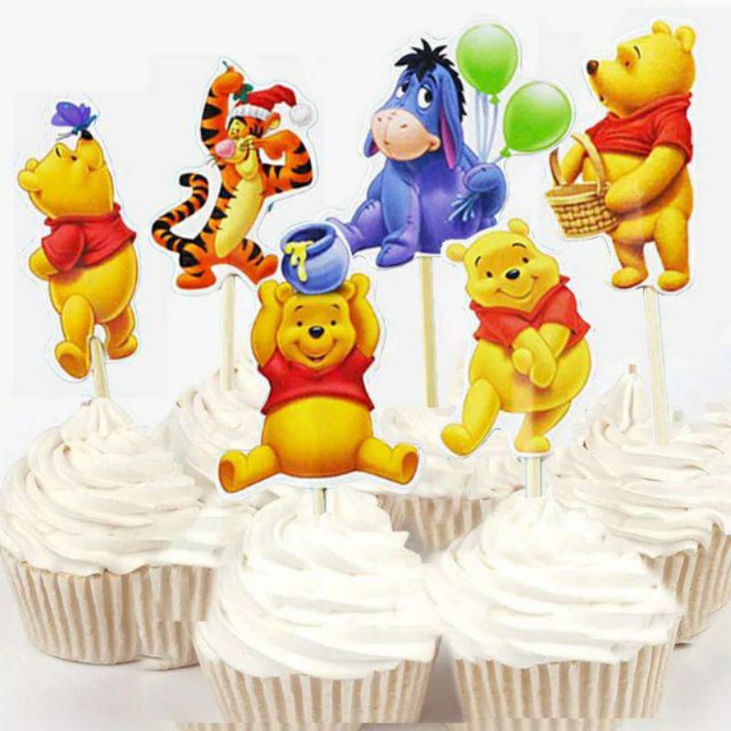 CAKE TOPPER WINNIE THE POOH BERUANG MADU HIASAN TUSUKAN KUE DEKORASI TART PROPERTI FOTO