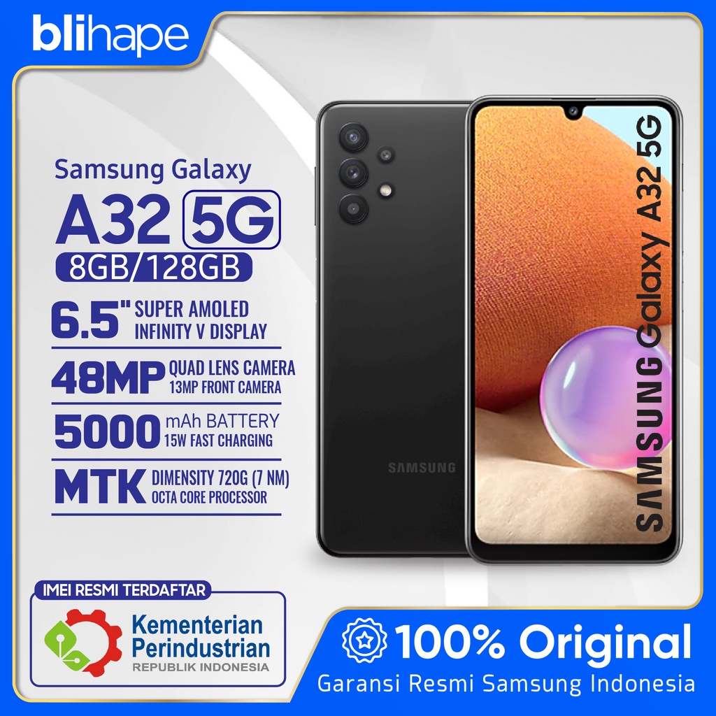 Samsung Galaxy A32 5G RAM 8 ROM 128 8GB 128GB Smartphone Garansi Resmi