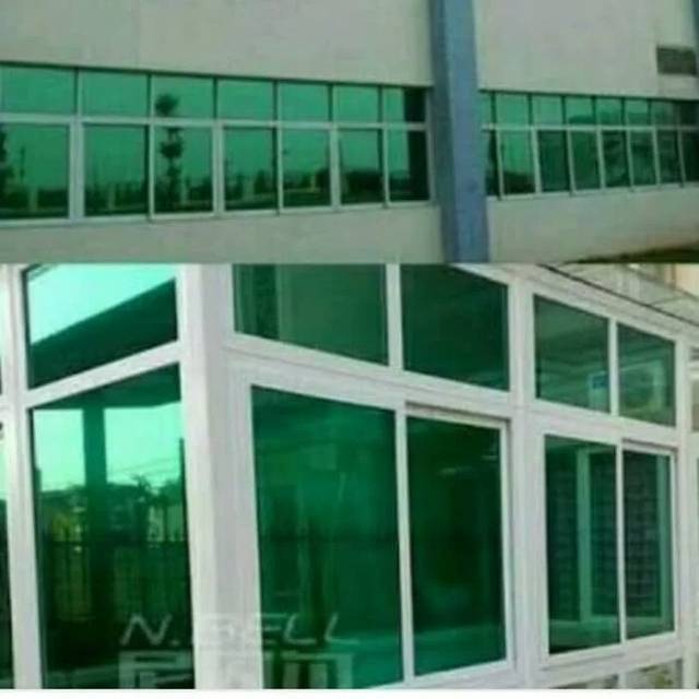 Stiker kaca Kaca film oneway hijau (silver  hijau)