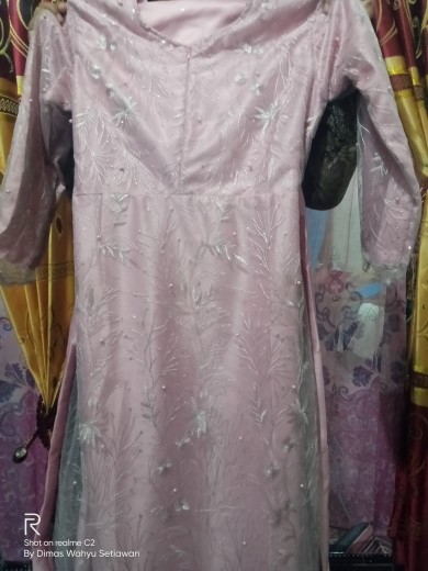 Alodia Dress (ready Stok) Dress Tile Brukat Premium Aksen Mutiara Gliter Kondangan Busui
